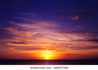Tropical sea sunset. Sky background
