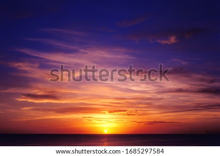 Tropical sea sunset. Sky background
