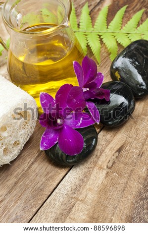 tropical spa setting with flower