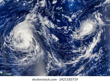 Tropical Storm Leslie 12L and Hurricane Michael 13L in the Atlantic Ocean. Tropical Storm Leslie 12L and Hurricane Michael 13L in. Elements of this image furnished by NASA. - Powered by Shutterstock