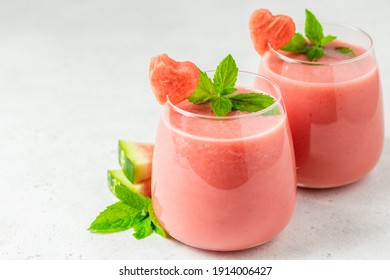 Tropical Summer Mocktail Watermelon Smoothie. Space For Text.