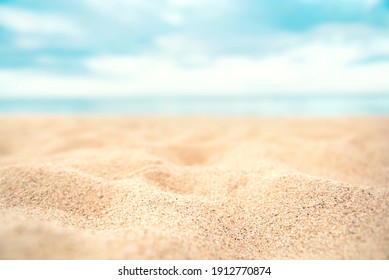 Tropical Summer Sand Beach On Sea Background, Copy Space.