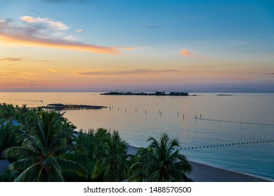 Tropical Sunset In Cable Bay Beach  (Nassau, Bahamas).