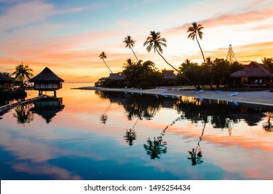 Tropical sunset in Moorea, French Polynesia