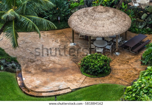 Tropical Thatched Canopy Roofing Acting Umbrella Stock Photo Edit