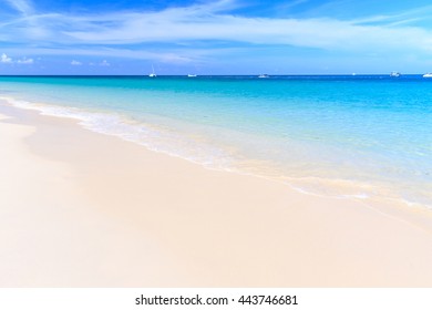 tropical white sand beach clear water with blue sky,Phuket Thailand beautiful location