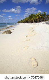 Tropical White Sand Beach, Footprints