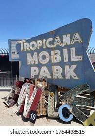 Tropicana Mobil Park Neon Sign In Las Vegas, Nevada.