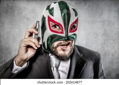 Trouble, Aggressive Executive Suit And Tie, Mexican Wrestler Mask