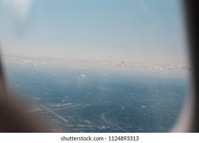 Trough the plane window