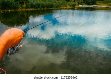 Trout fishing on the lake - Shutterstock ID 1178258662