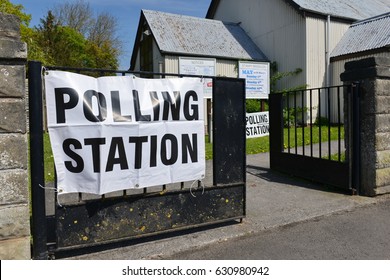 Trowbridge, UK - May 5, 2016:  View of a polling station at a church. Voters are electing members for the Scottish Parliament, Welsh Assembly, Northern Ireland Assembly and Local Councils in England.
