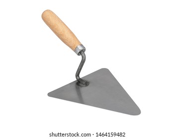 Trowel Isolated On White Background. Mason Tool To Builing With Cement. Studio Image, Close Up