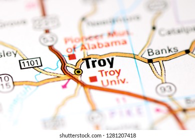 Troy. Alabama. USA On A Map