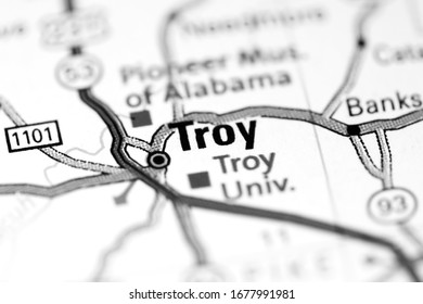 Troy. Alabama. USA On A Map