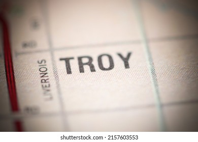 Troy. Michigan. USA On A Geography Map.