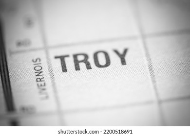 Troy. Michigan. USA On A Geography Map.