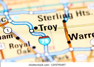 Troy. Michigan. USA On A Map