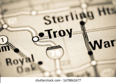 Troy. Michigan. USA On A Map