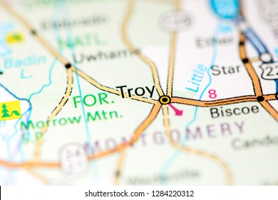 Troy. North Carolina. USA On A Map