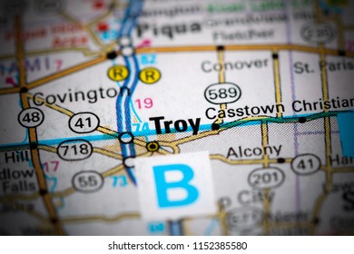 Troy. Ohio. USA On A Map