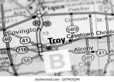 Troy. Ohio. USA On A Map