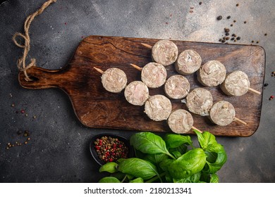 Troyes food kebabs meat offal pork brawn fresh dish healthy meal food snack diet on the table copy space food background rustic top view