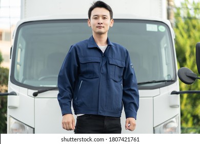 Truck Asian Driver Male Portrait