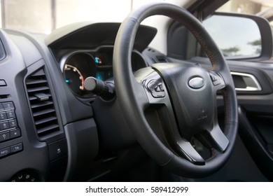 Truck Console And Steering Wheel.