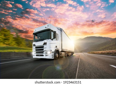 Truck and container highway  cargo transportation concept  Shaving effect 