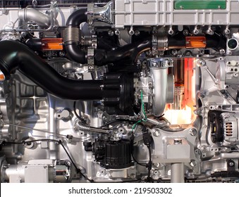 Truck Diesel Engine Closeup