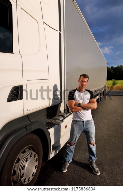Truck driver on the road\
with trucks