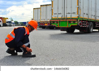 Truck Driver Wearing Safety Shoes.