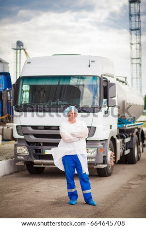 Truck driver in working clothes