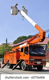 Truck electric service People working in the electricity from Thailand