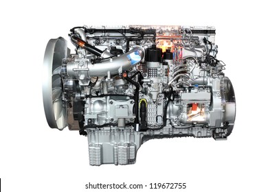 Truck Engine Isolated On White Background