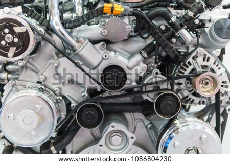 Similar – Truck Engine Motor Components In Car Service Inspection