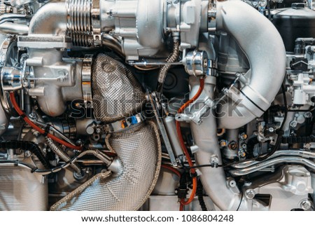 Similar – Truck Engine Motor Components In Car Service Inspection