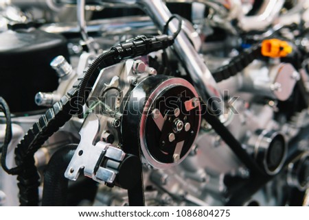 Truck Engine Motor Components In Car Service Inspection