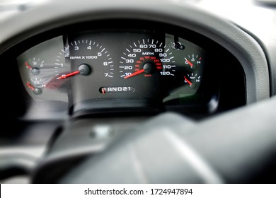 Truck Interior With Selective Focus For Artistic Effect. Dash board