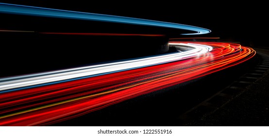 Truck light trails in tunnel. Art image . Long exposure photo taken in a tunnel  - Shutterstock ID 1222551916