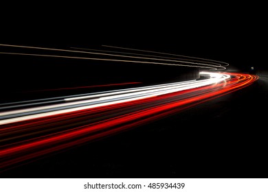 Truck light trails in tunnel. Art image . Long exposure photo taken in a tunnel  - Shutterstock ID 485934439