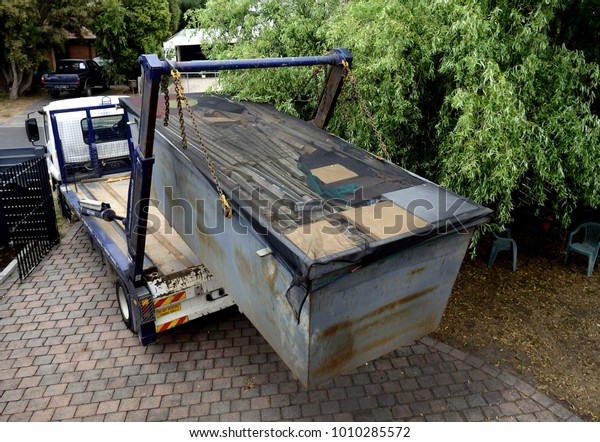 Truck Lorry Loading Full Skip Waste Stock Photo Edit Now 1010285572