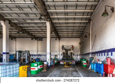 Truck Or Lorry Repair Shop Service Garage Interior