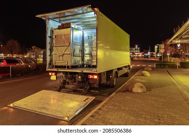 A Truck With Lowered Tail Lift