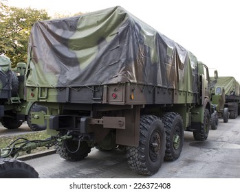 Truck In A Military Convoy On The Street