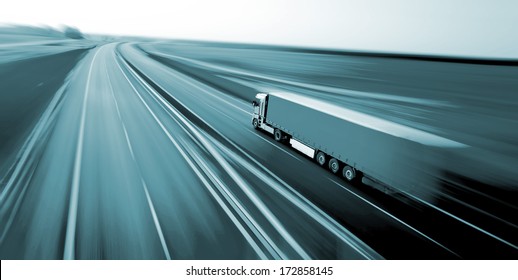 Truck On Asphalt Road Motion Blur 