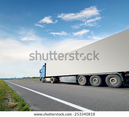 The truck on asphalt road motion blur