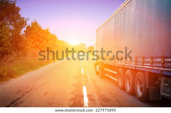 truck on a\
highway