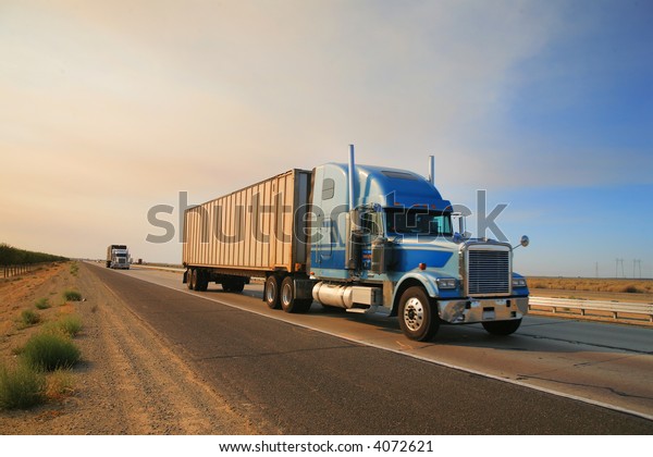 Truck On Highway California Usa Stock Photo (Edit Now) 4072621